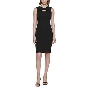 Calvin Klein Twist Neck Sheath Dress Size 16 Black